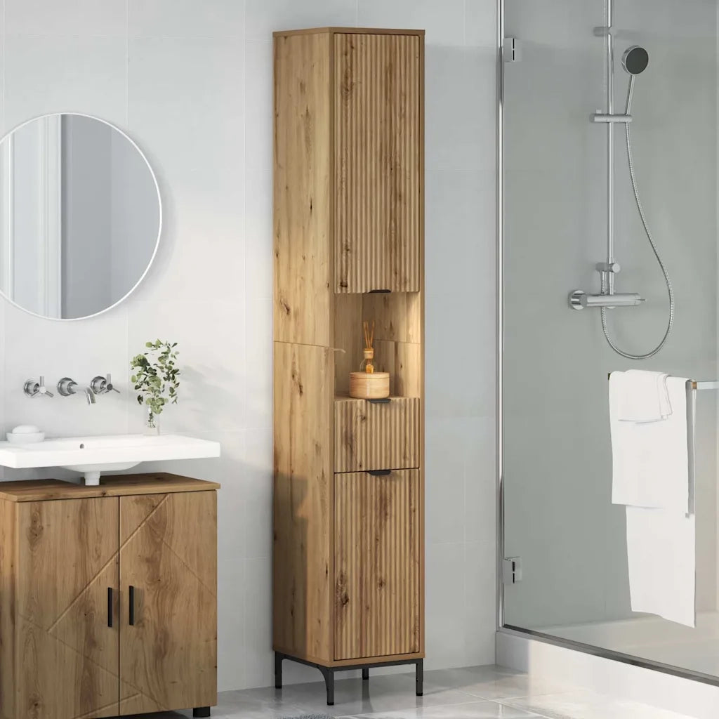 Mobile da Bagno con porta Rovere artigianale 31,5 x 33 x 190 cm 883413