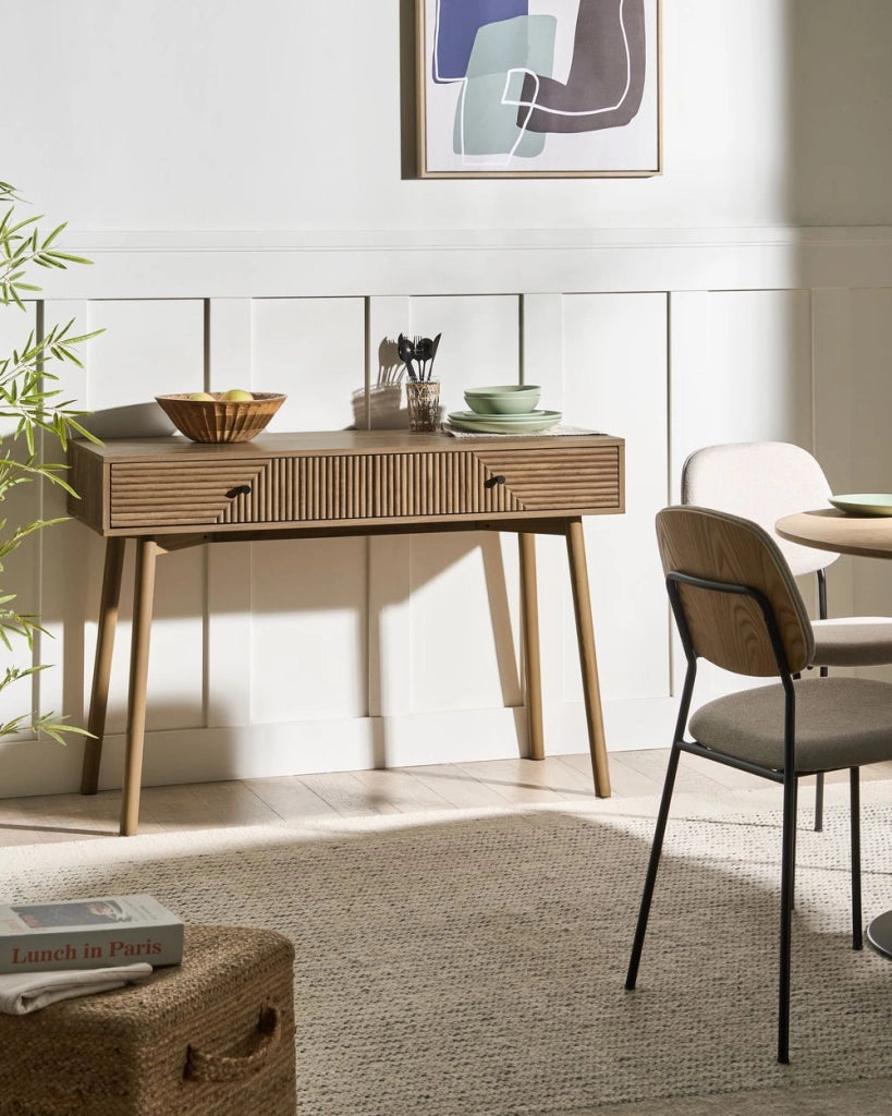 Consolle Tavolo Marrone chiaro Laminato MDF 2 Cassetti Design moderno Soggiorno Ingresso