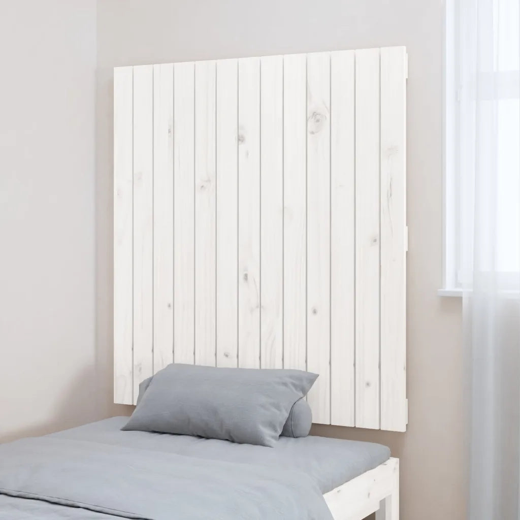 Testiera da Parete Bianca 82,5x3x90cm in Legno Massello di Pino