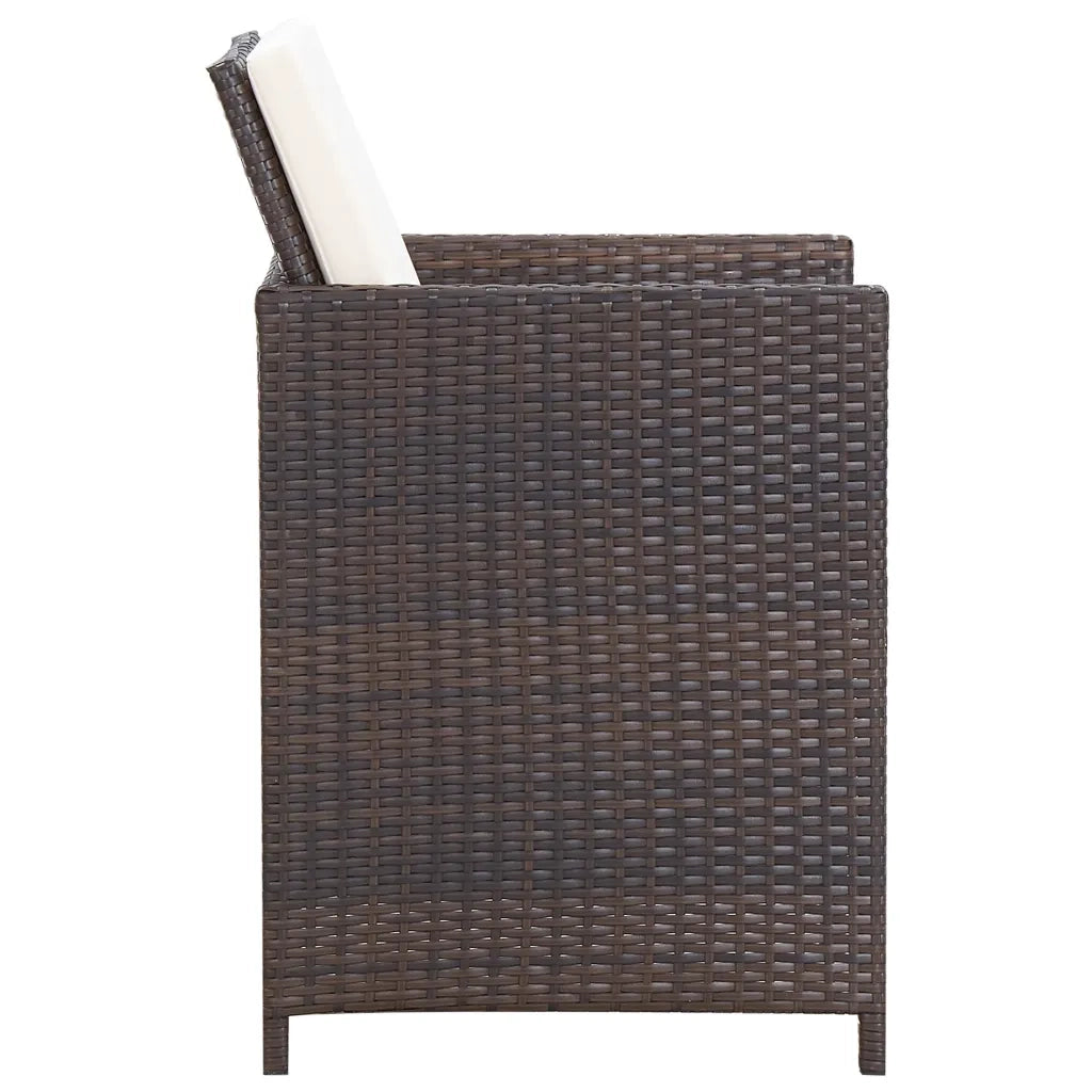 Set da Pranzo per Giardino 3 pz con Cuscini Marrone cod mxl 35637
