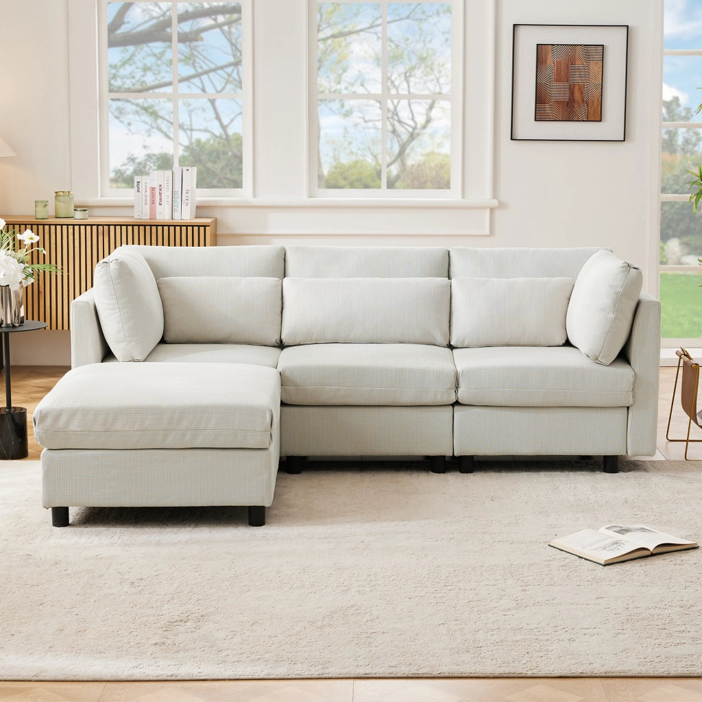 Divano angolare moderno - Zephmum- Design elegante con pouf