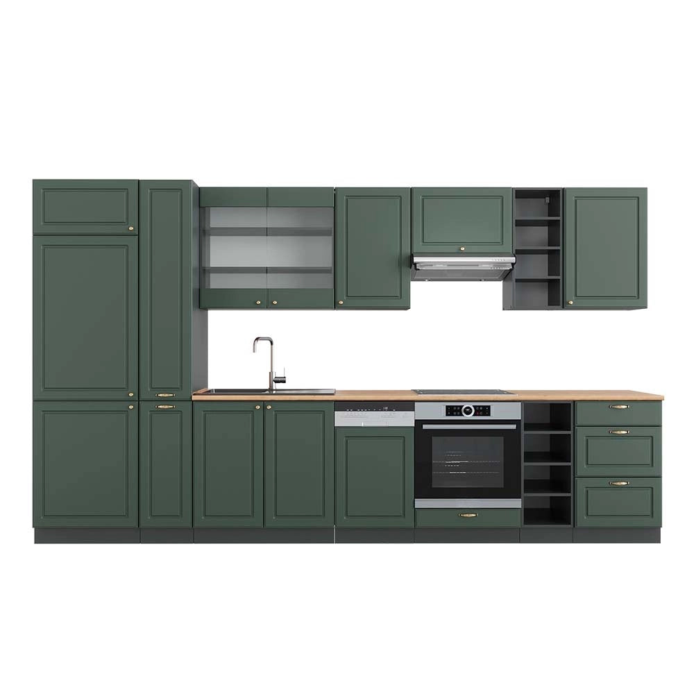 Cucina componibile Fame-Line Verde-oro rustico/Antracite 355 cm, PL Rovere Vicco