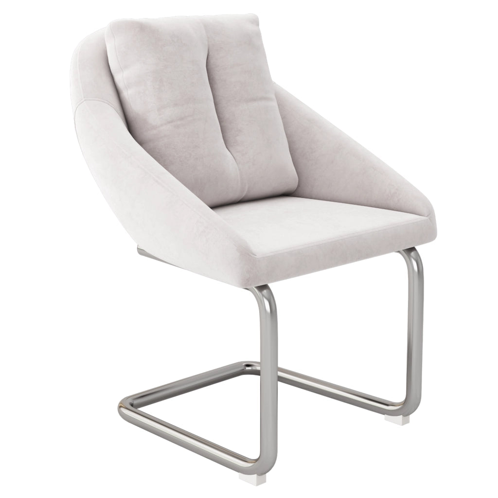 Set 2 sedie da pranzo in velluto beige, struttura in metallo, stile moderno