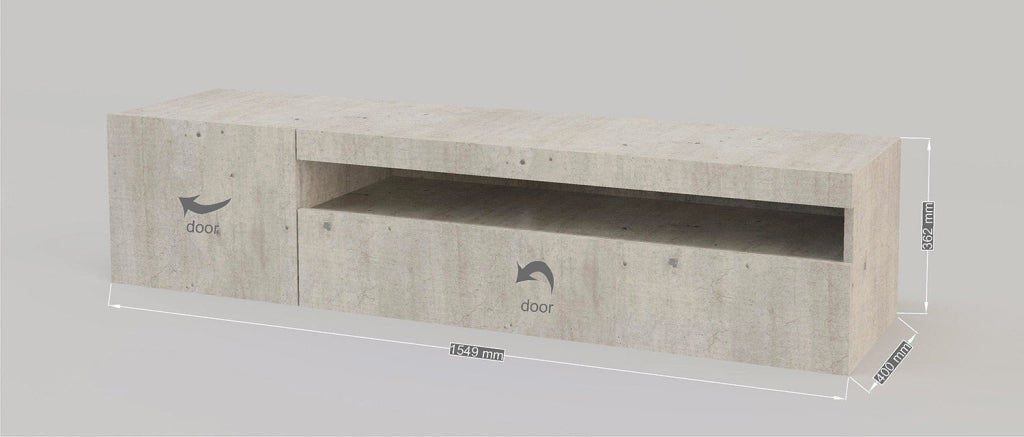 Mobile TV 2 Ante 154,9x40x36,5 cm Daiquiri Cemento