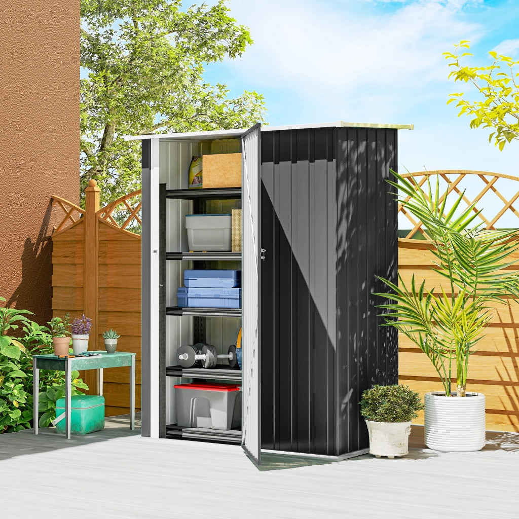 Capanno da Giardino in Metallo ¨C Zephmum ¨C Grigio Scuro 142x86x189 cm