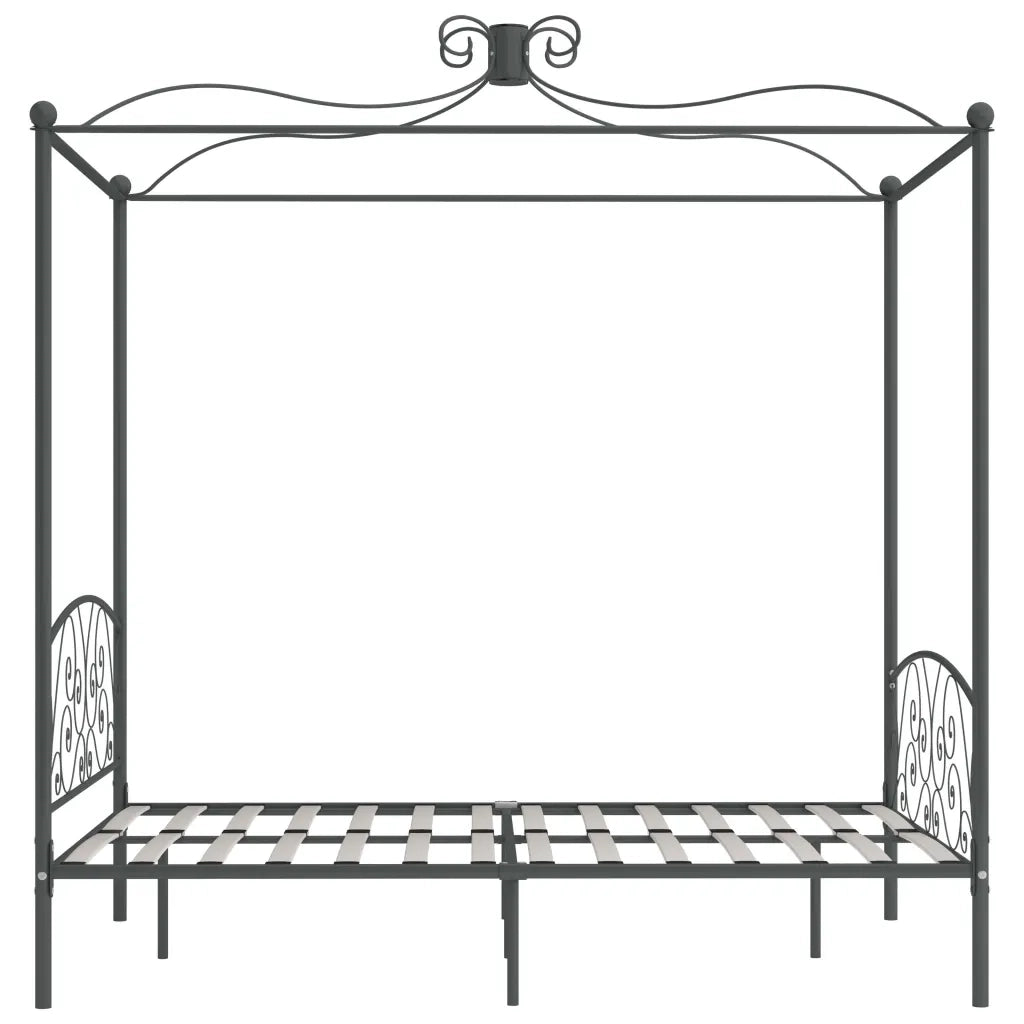 Letto a Baldacchino Grigio in Metallo 120x200 cm 284482