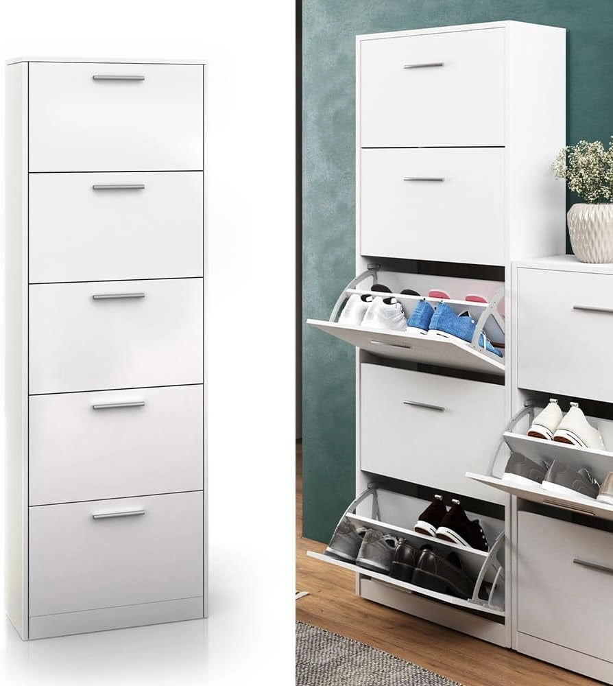Scarpiera da ingresso Gizmo, Bianco, 59 x 169.5 cm