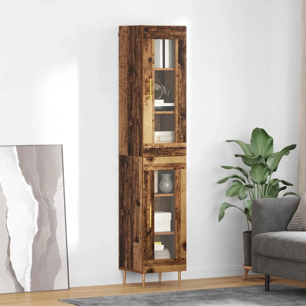 Credenza 2 pz | Madia | Buffet da pranzo | Armadio da pranzo Legno vecchio Vetro