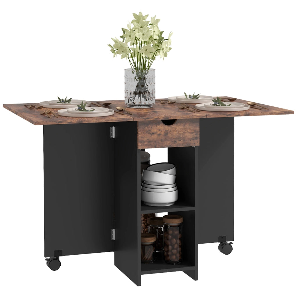 Tavolo da pranzo pieghevole ed estensibile ¨C zephmum ¨C rustico nero 120x72x75 cm