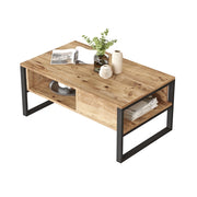 Tavolino da caffè in legno "ML34" - 100 x 59 x 44 cm - Pino atlantico