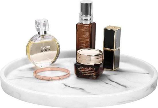 Scatola Decorativa per Vanità in Resina e Marmo Bianco per Organizzare Gioielli e Oggetti nella Stanza da Bagno e nel Bagno