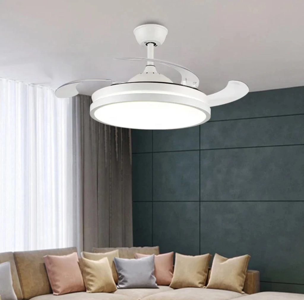 Plafoniera lampadario moderno a LED con ventilatore eliche a scomparsa da soffitto cambia 3 luci telecomando 60W gestibile da telecomando e APP