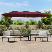 Ombrellone a Doppia Testa con LED Rosso Bordeaux 449x265 cm 362957