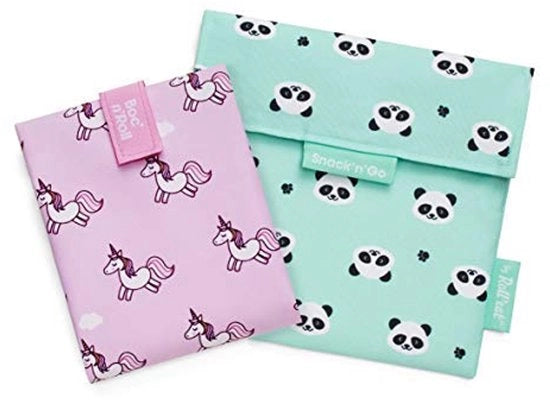Confezione da 2 pezzi, Boc'n'Roll Animal Unicorn e Snack'n'go Animal Panda | Porta sandwich + contenitore per la merenda, riutilizzabile e ecologico senza BPA