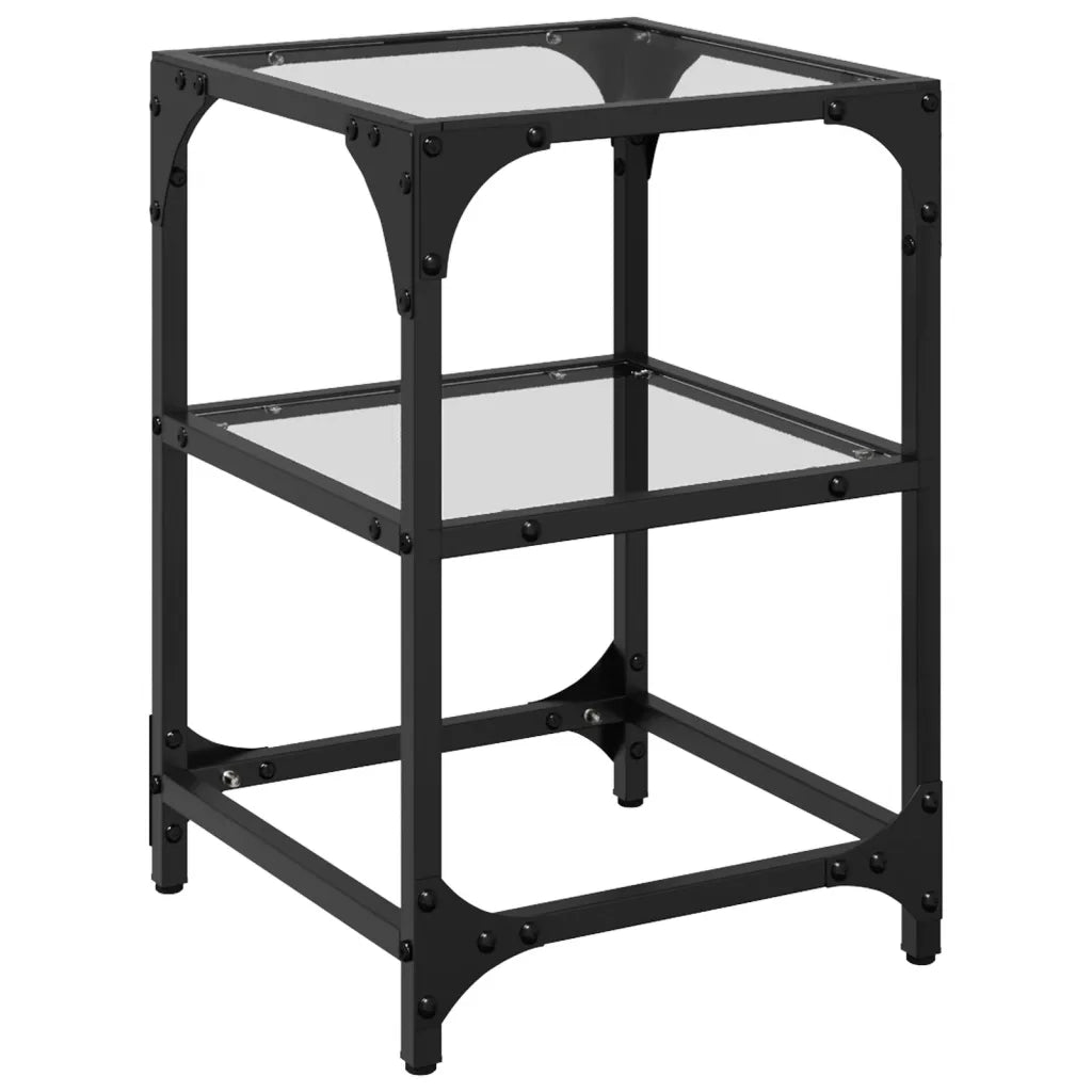 Tavolino salotto | Tavolino da caff¨¨ | Tavolino da Soggiorno con Piano Vetro Trasparente 30x30x45cm Acciaio