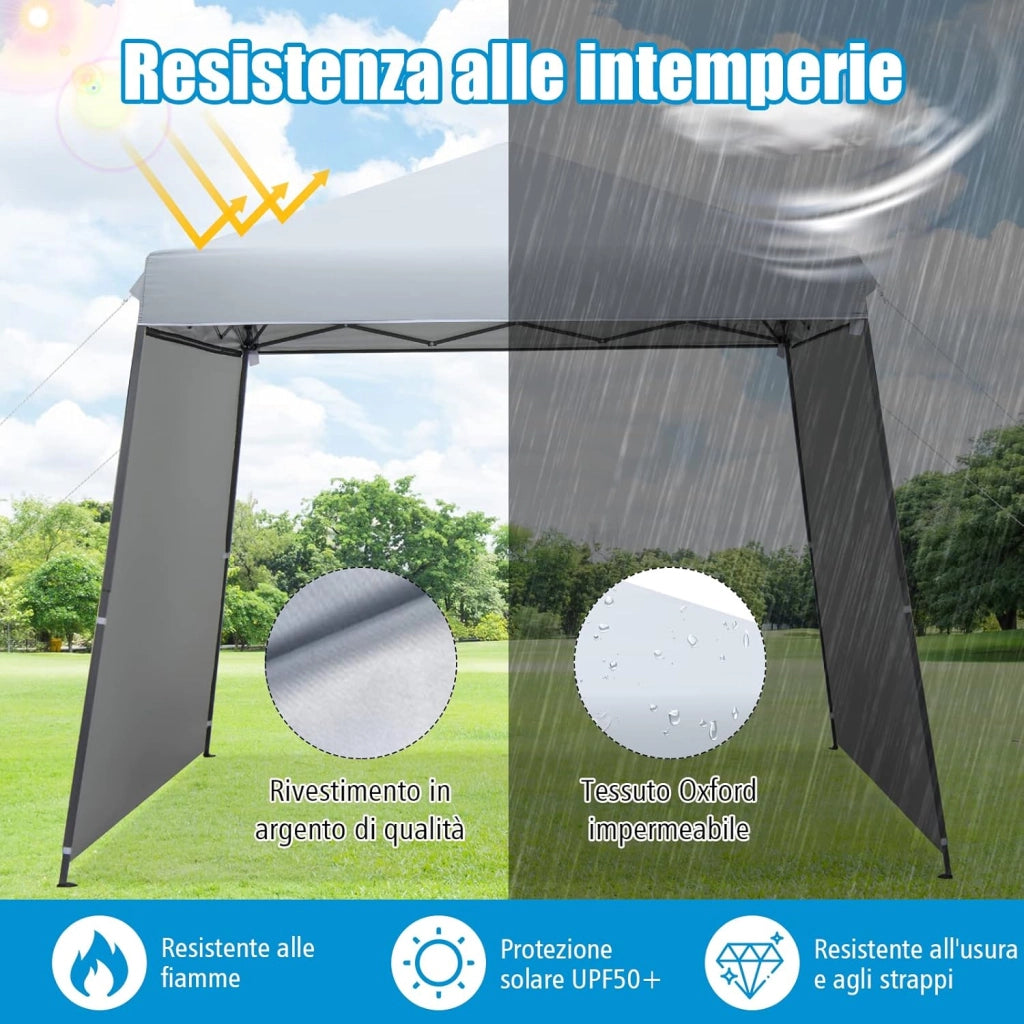 Gazebo Pieghevole 3 x 3 m, con Pareti/Tende Parasole, Gazebo Pop Up Impermeabile e Protettivo da Sole, con Altezza Regolabile e Borsa a Ruote, per Giardino Spiaggia e Campeggio