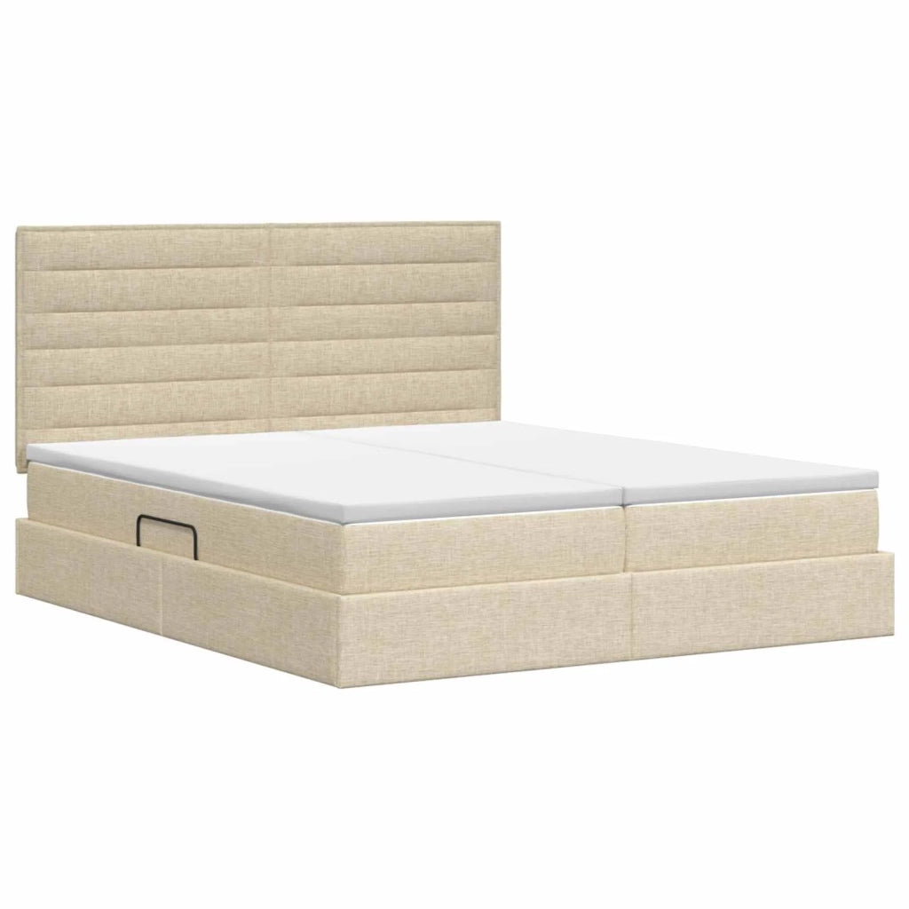 Letto con Contenitore con testiera Crema 180 x 200 cm Tessuto 3459781