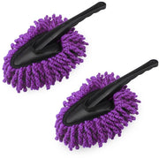 Set di 2 asciugamani per auto, spazzola per pulire asciugamani per auto, spazzola per pulire con setole microfibra con manico, asciugamani per auto mini, universale (viola)