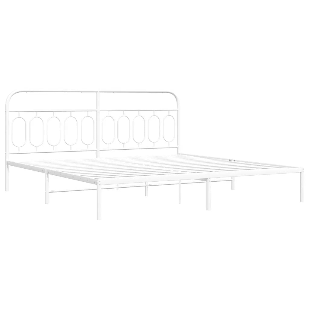 Giroletto con Testiera-Struttura Letto con testiera Metallo Bianco 200x200 cm 677383