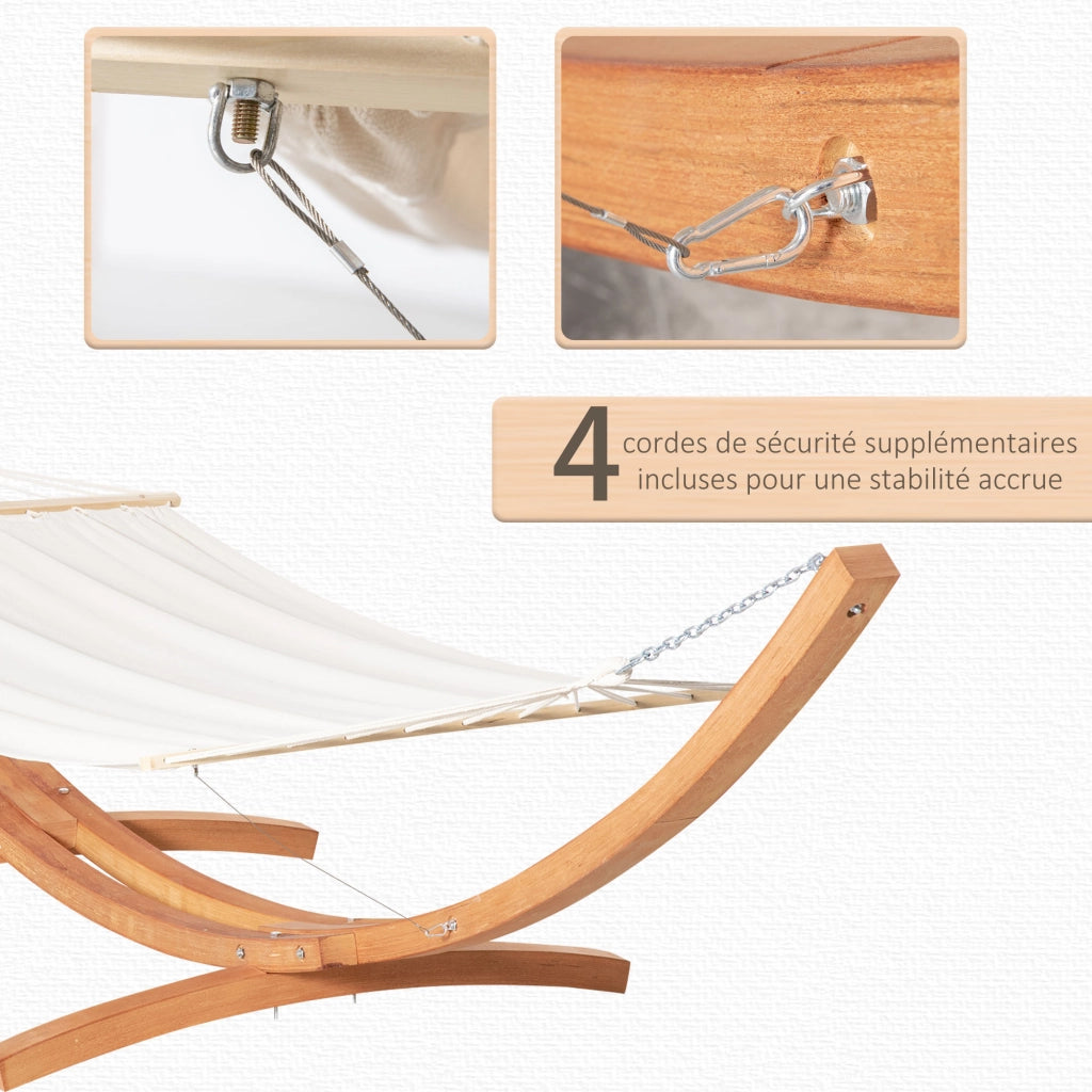 Amaca da giardino con supporto in legno ¨C zephmum ¨C 392x120x110 cm color crema marrone