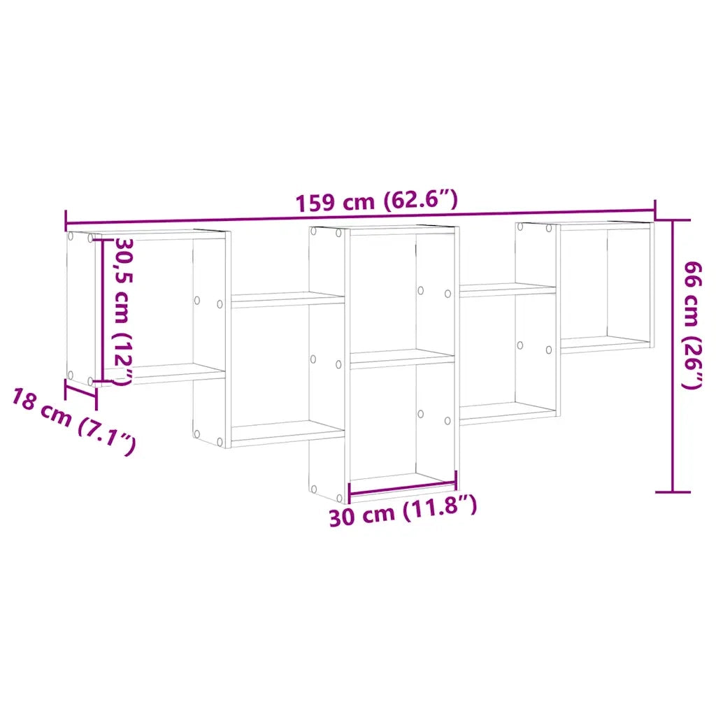 Scaffale a Parete Rovere Sonoma 159x18x66 cm in Truciolato