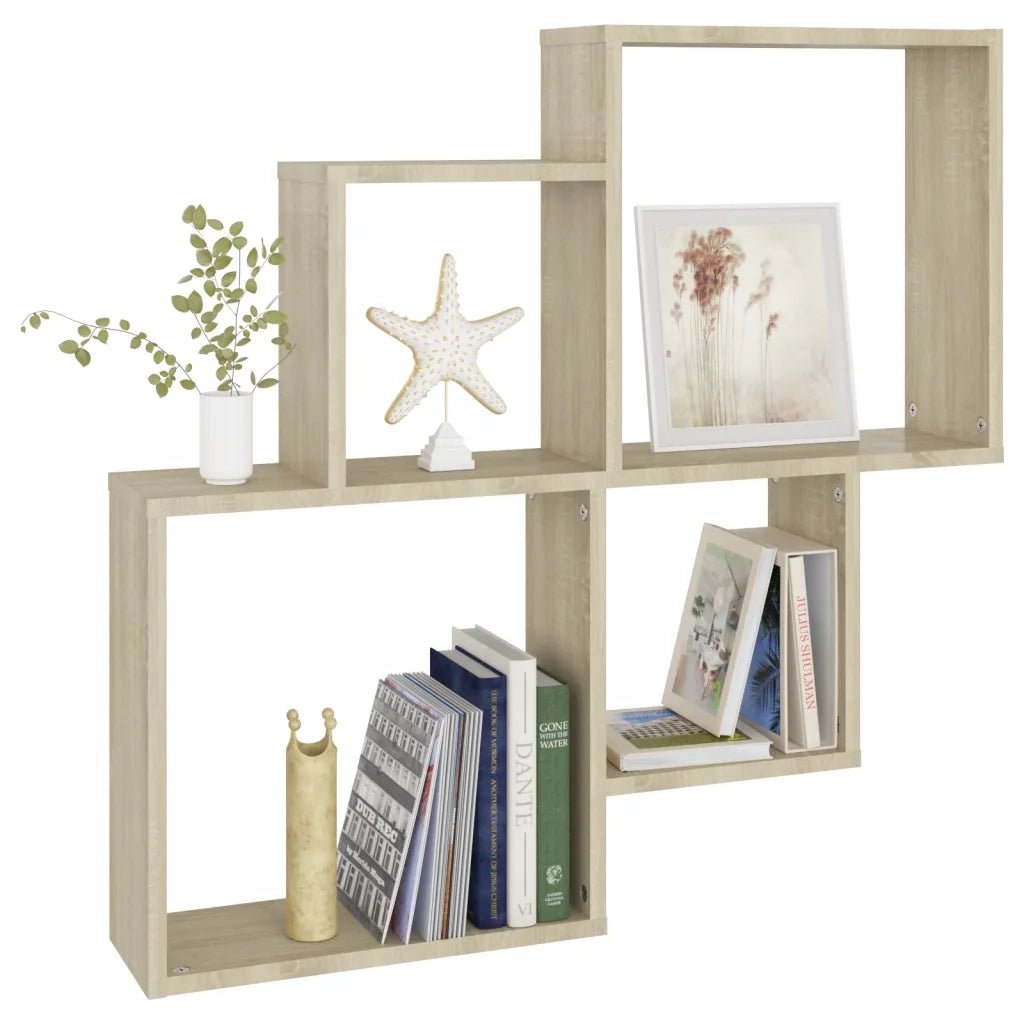 Mensola Muro Cubo Rovere Sonoma 80x15x78,5cm Legno Multistrato 807262
