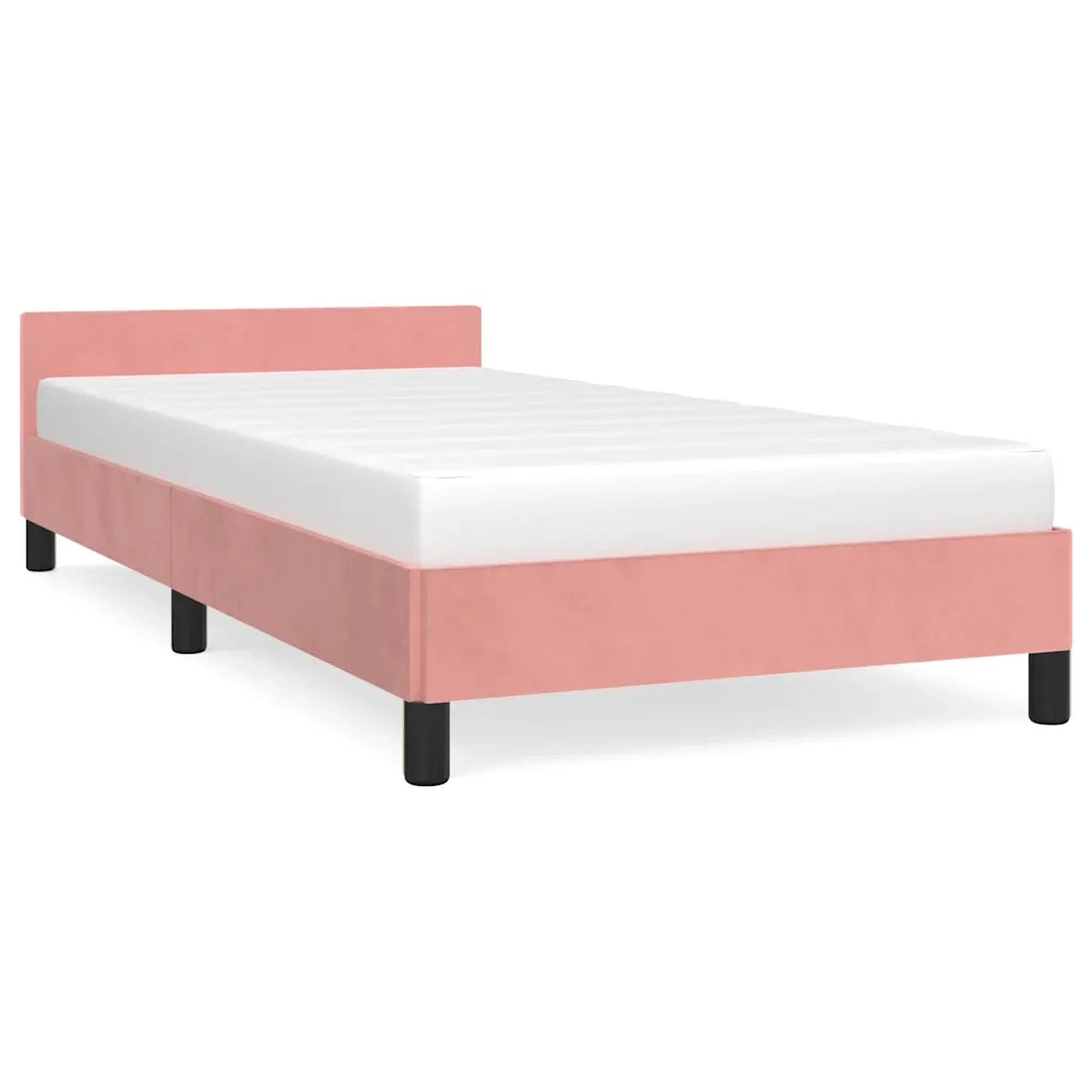 Giroletto con Testiera senza Materasso-Struttura Letto Rosa 100x200 cm Velluto