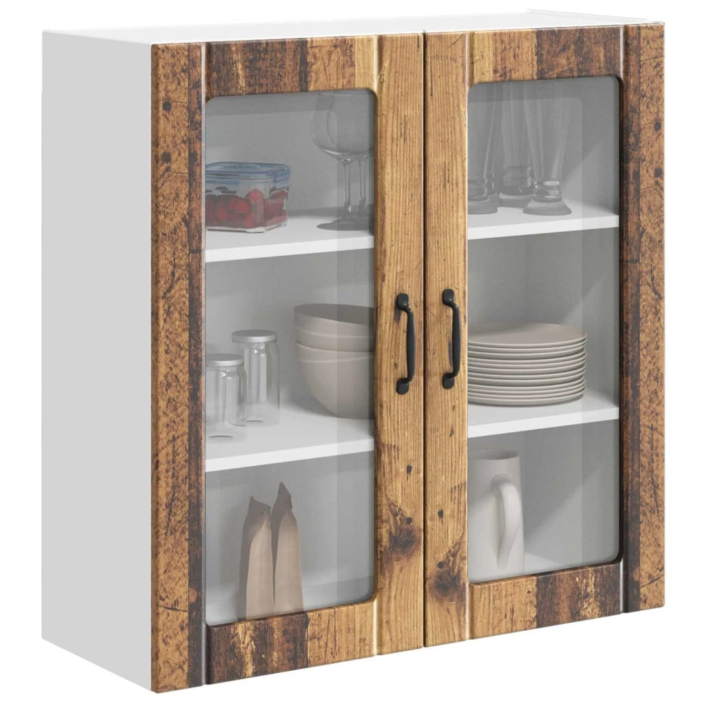 Mobile in vetro da parete LUCCA Legno antico 80 x 31 x 80 cm