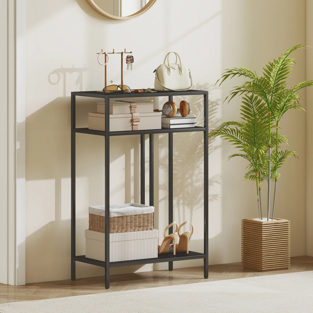 Tavolino Consolle Ingresso 3 Ripiani Stretto ¨C zephmum ¨C 55 cm Nero