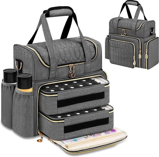 Organizzatore per unghie in legno (grigio) con contenitore per smalti