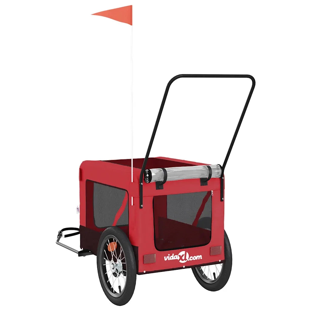 Rimorchio da Bici per Animali Rosso e Nero Oxford e Ferro CFW6418646