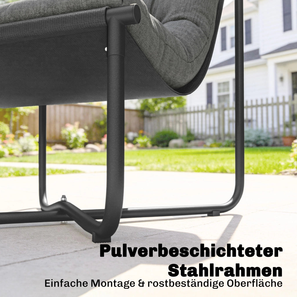 Poltrona da giardino ergonomica ¨C zephmum ¨C Grigio scuro con cuscini e struttura in acciaio 100x80x100