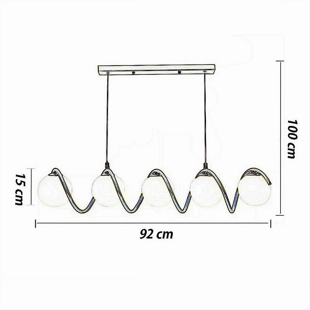 Trade Shop - Lampadario A Sospensione Soffitto Twister Con 5 Sfere Vetro Lampada Bronzo G9 B96 -