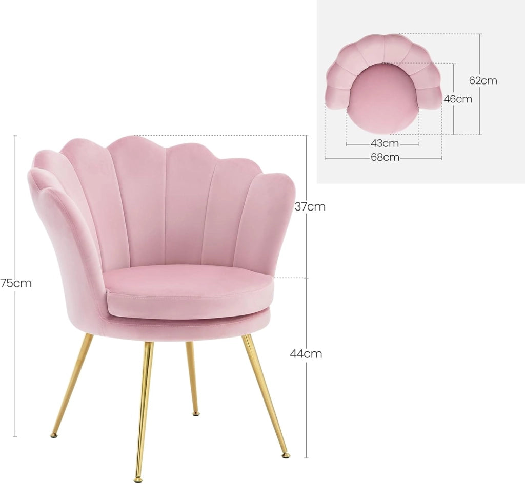 Poltrona Relax a Forma di Petalo, Poltrona Reclinabile per Camera da Letto, Salotto, con Gambe in Metallo, Portata 150 kg, Rosa