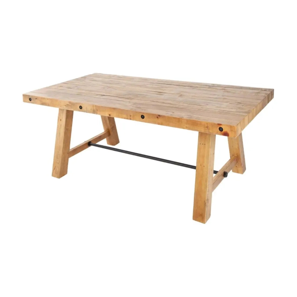 Tavolo da pranzo RANCHO – Rettangolare 200 cm – Legno naturale e metallo – Stile rustico