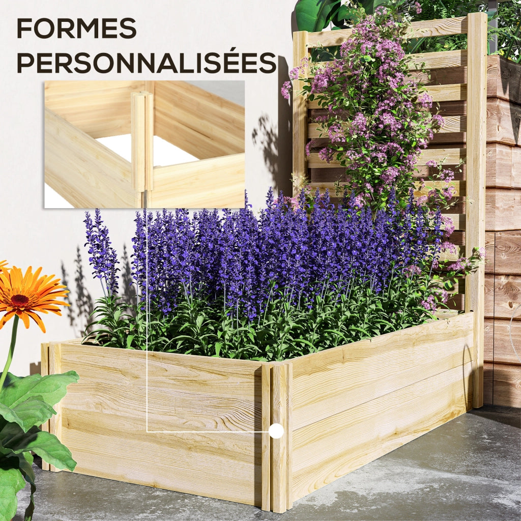 Fioriera con griglia per giardino ¨C zephmum ¨C effetto legno naturale 115x60x110 cm
