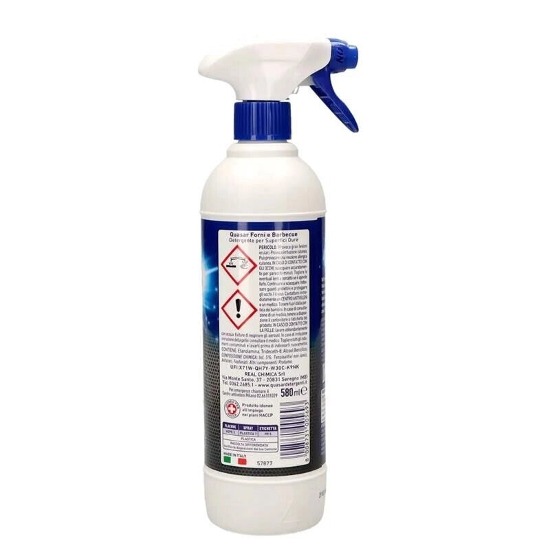 QUASAR SPRAY 580 ML PER FORNI E BARBECUE EFFICACIA PROFESSIONALE SGRASSANTE + DISINCROSTANTE + ANTIODORE