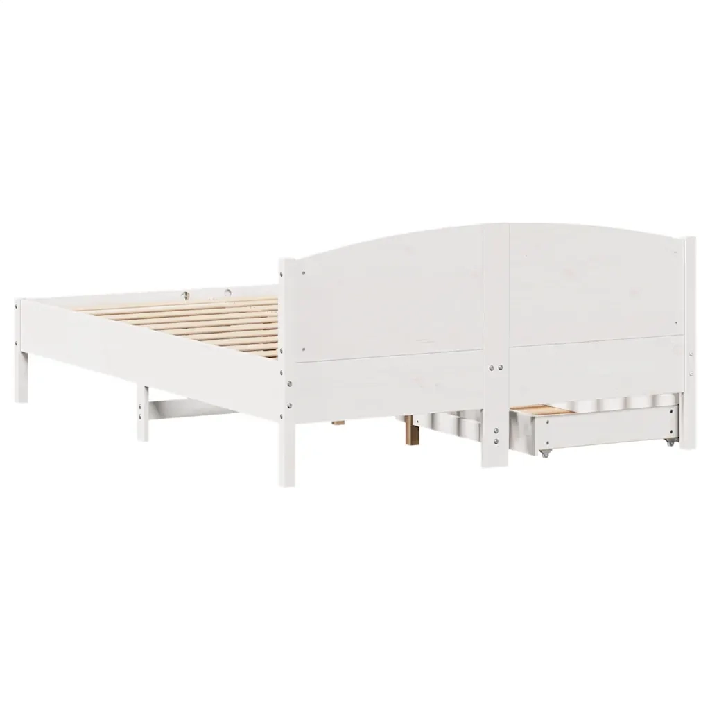vidaXL Letto senza Materasso Bianco 135x190 cm Legno Massello di Pino