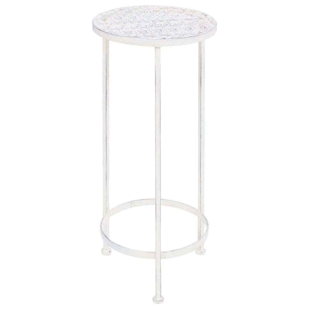 Portavasi da 3 pezzi stile vintage metallo anticato bianco 02_0045024