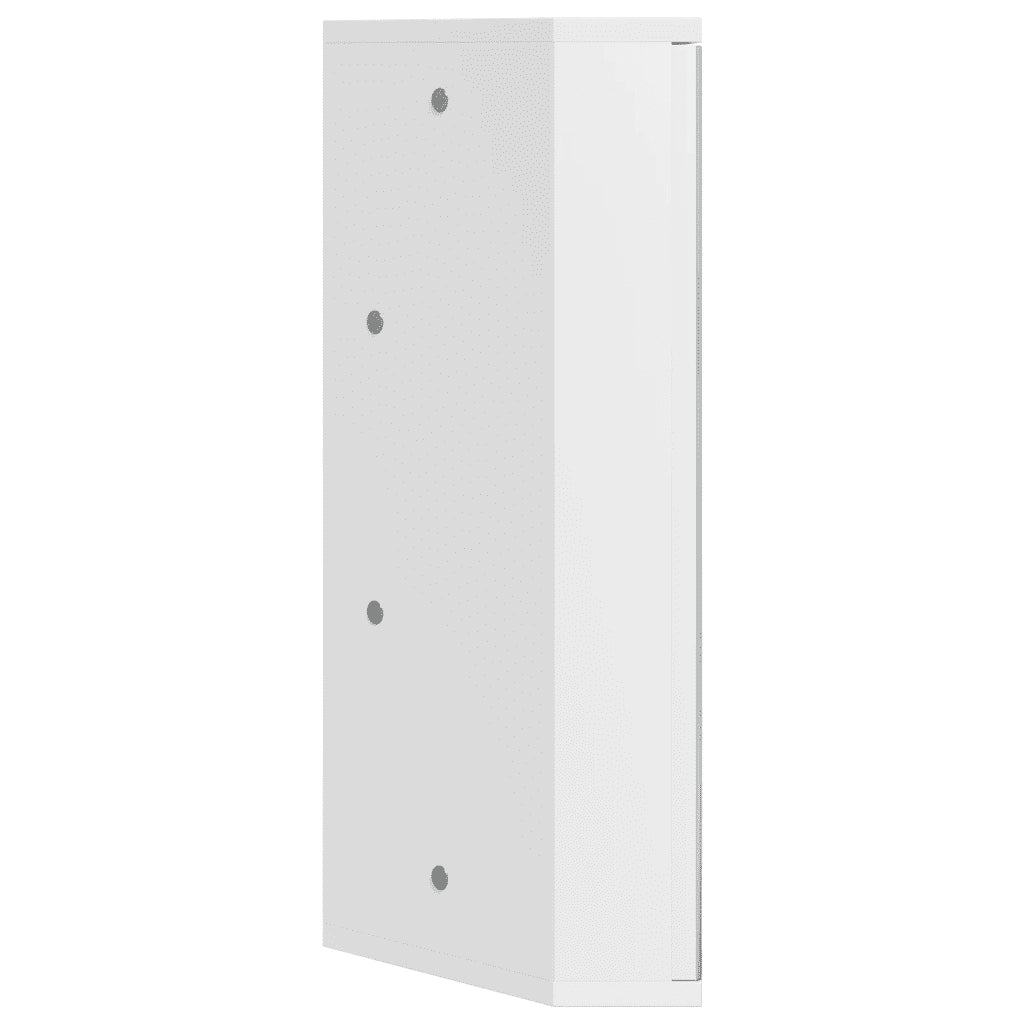 Armadietto Angolare con Specchio da Bagno-Mobiletto a specchio Bianco 30x24x60 cm