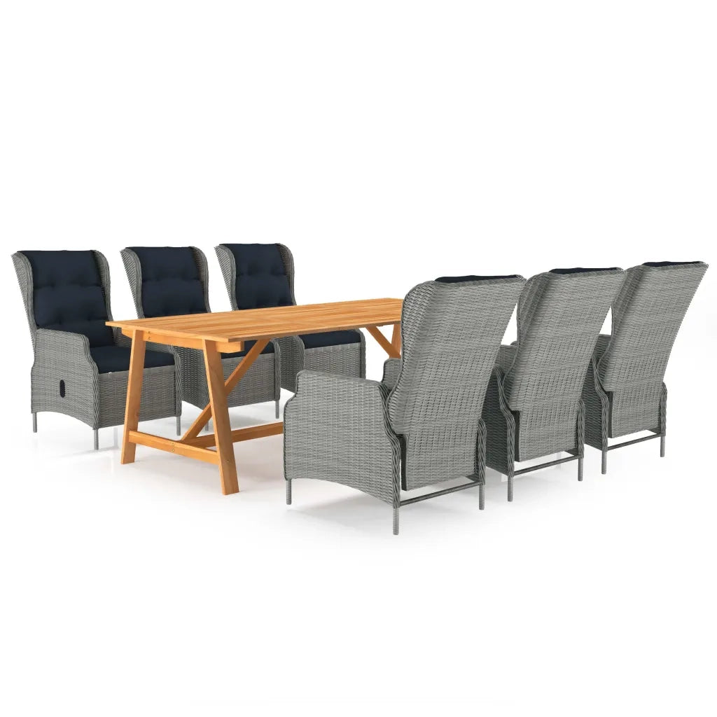 Set Mobili da Pranzo per Giardino 7 pz Grigio Chiaro cod mxl 41188