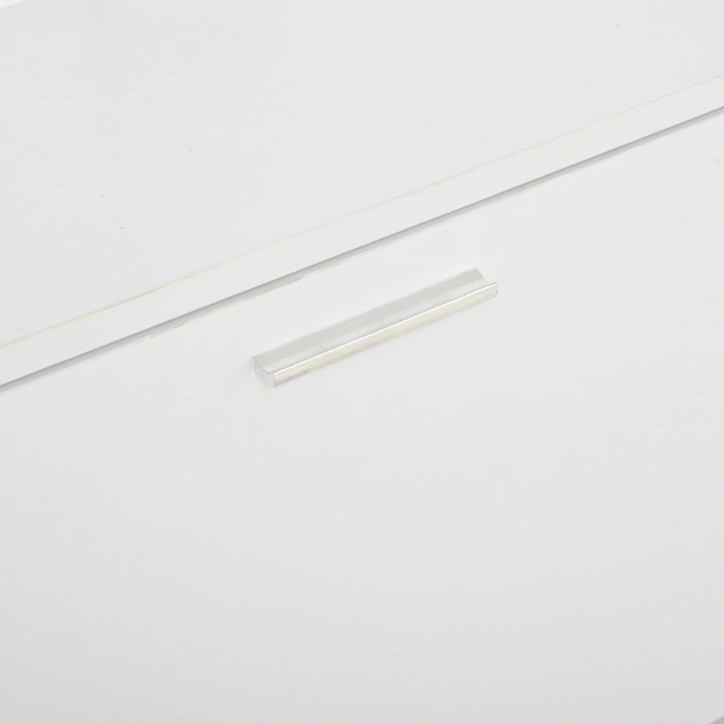 Set di mobili da soggiorno con specchio, 2 scarpiere, ripiani e 5 ganci, in pannelli di particelle bianco