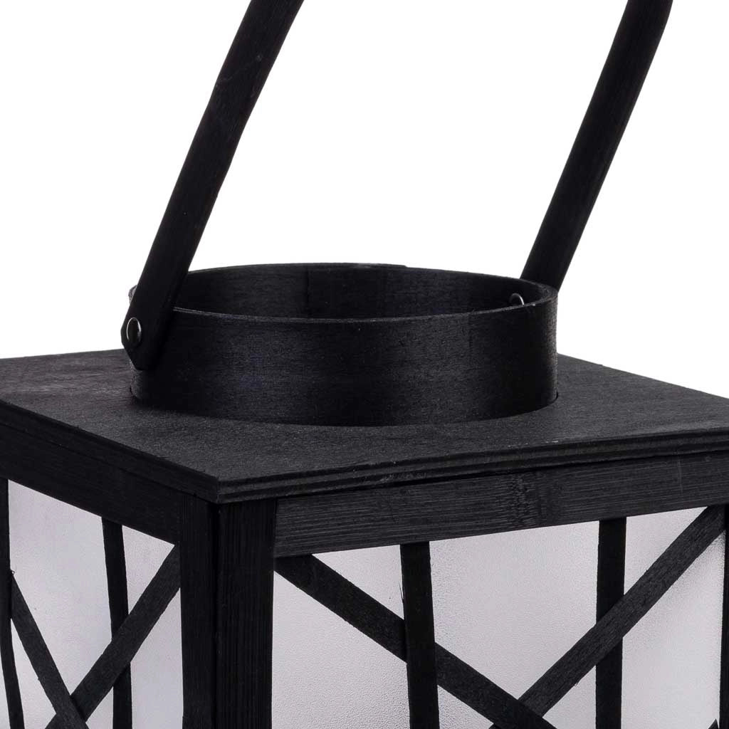 Lanterna in plastica e legno con candela a batteria D19,5x31,5/46h cm