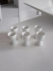 Set di contenitori per uova - adatto per la colazione - 6 pezzi - bianco - ceramica