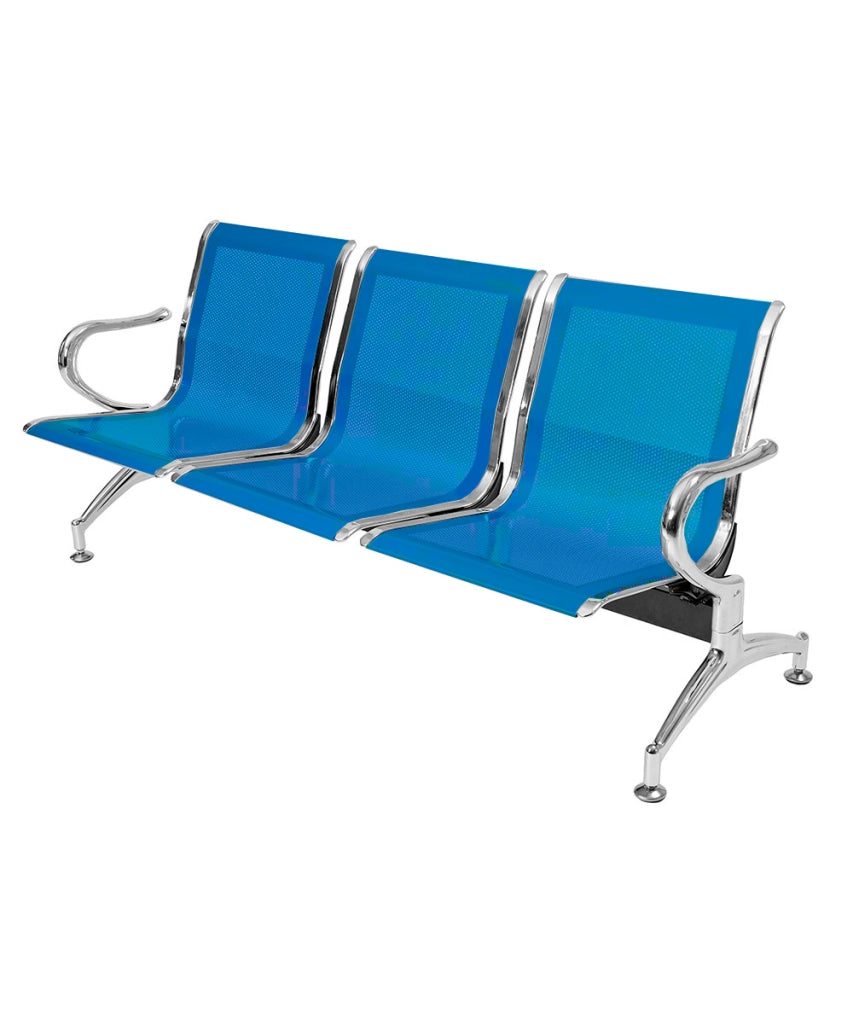 Panca in acciao per sala attesa ufficio studio a 3 posti - colore blu