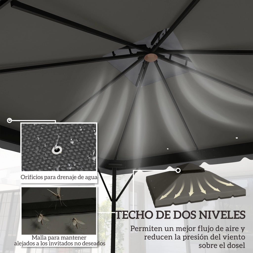 Toldo da giardino 3x3 m ¨C zephmum ¨C grigio chiaro