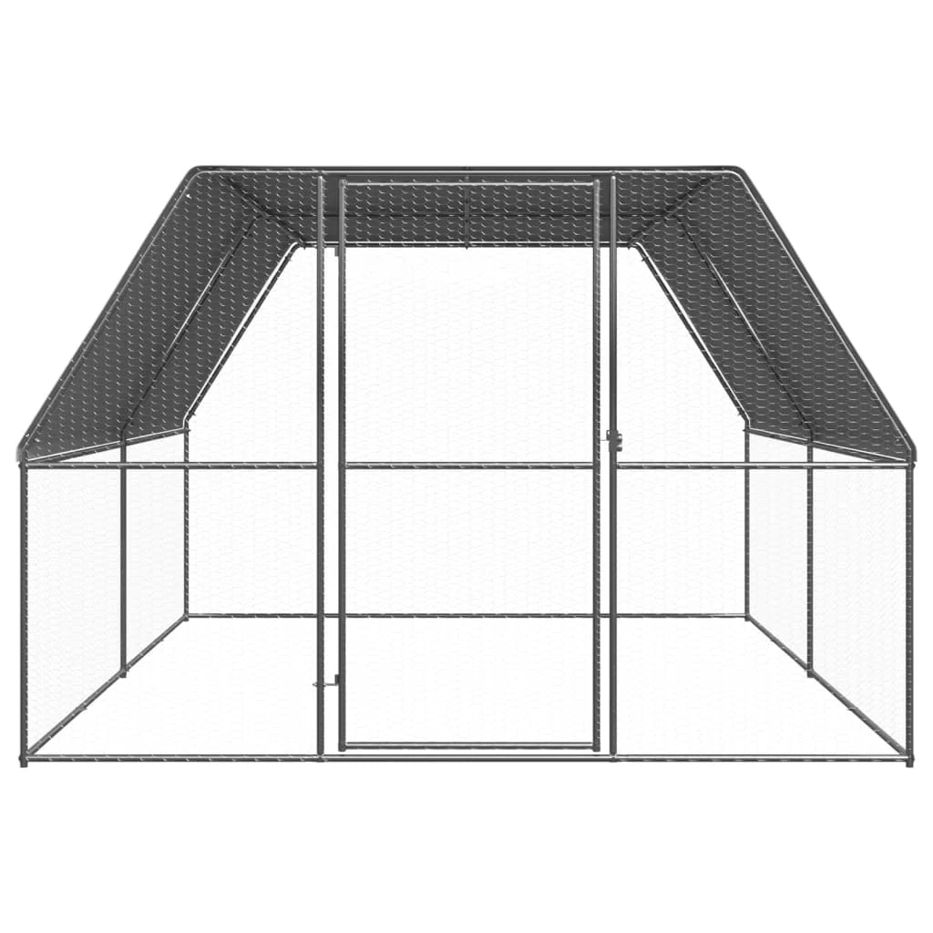 Pollaio/recinto/gabbia per polli da esterno 3 x 4 x 2 m acciaio zincato argento 02_0044010