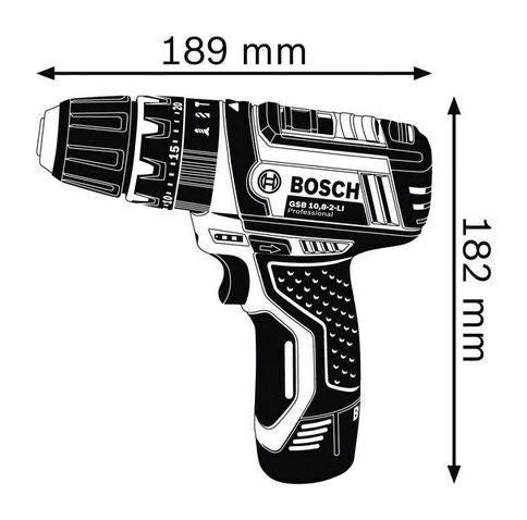 Bosch GSB 10,8-2-LI Professional Senza chiave Nero, Blu, Rosso