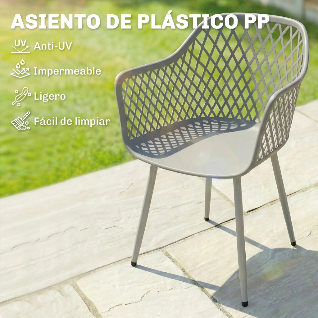 Sedia da giardino ¨C zephmum ¨C 4 pezzi in polyrattan e metallo grigio