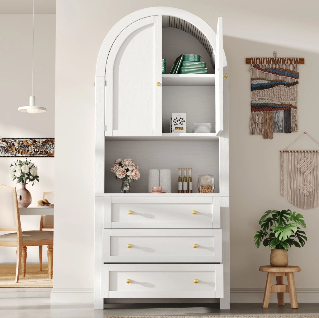 ARMADIO alto 70x35x180 cm in MDF bianco con 3 cassetti